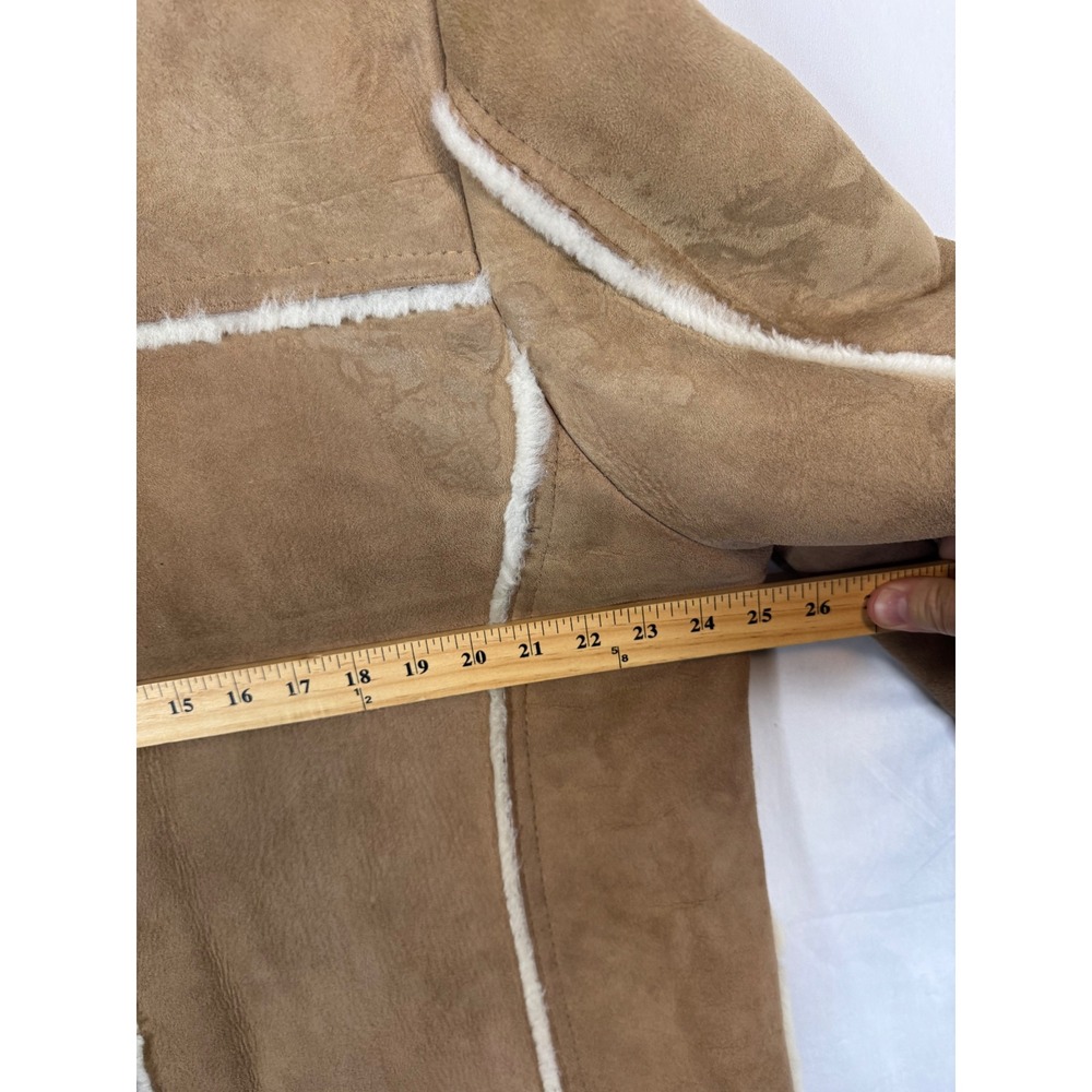 Vintage Tan Shearling Sheepskin Leather Suede Coat Women XL/2XL Men L - Picture 13 of 16